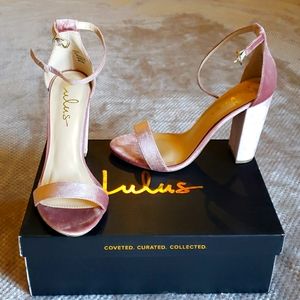 Lulus Taylor Mauve Velvet Ankle Strap Heels Size 7